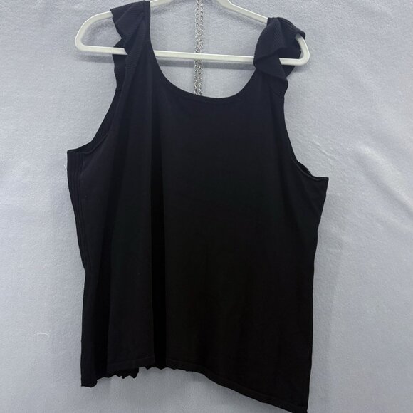 Lane Bryant Black Sweater Tank Top SZ 22/24 Ruffle Straps NWT Bohemian, Feminine - Picture 3 of 9